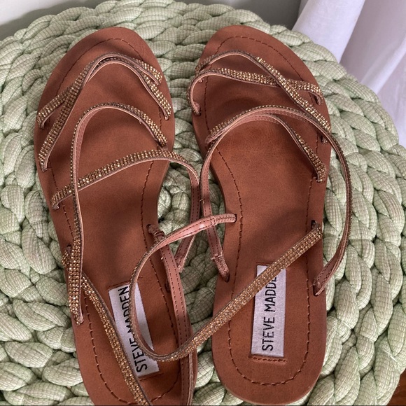 Steve Madden bronze Rita Rhinestone strap sandals - Picture 7 of 10